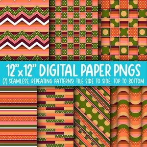 Behangachtergrond: digitaal papier | Naadloos | Strepen, stippen, herfst, herfst, Thanksgiving, bruin, bruin, oranje, pruim WA55LL-A223