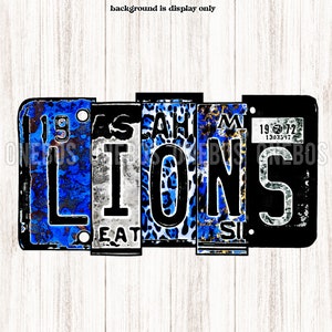 Placa de carro aquarela Leões PNG, Azul Royal, Leopardo, Grunge, Preto, Sublimação Escola Mascote Palavra Impressão, Corte de impressão, Arte