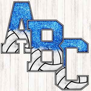 Volleyball Alphabet, Blue Glitter and Panels Pattern, Background ...