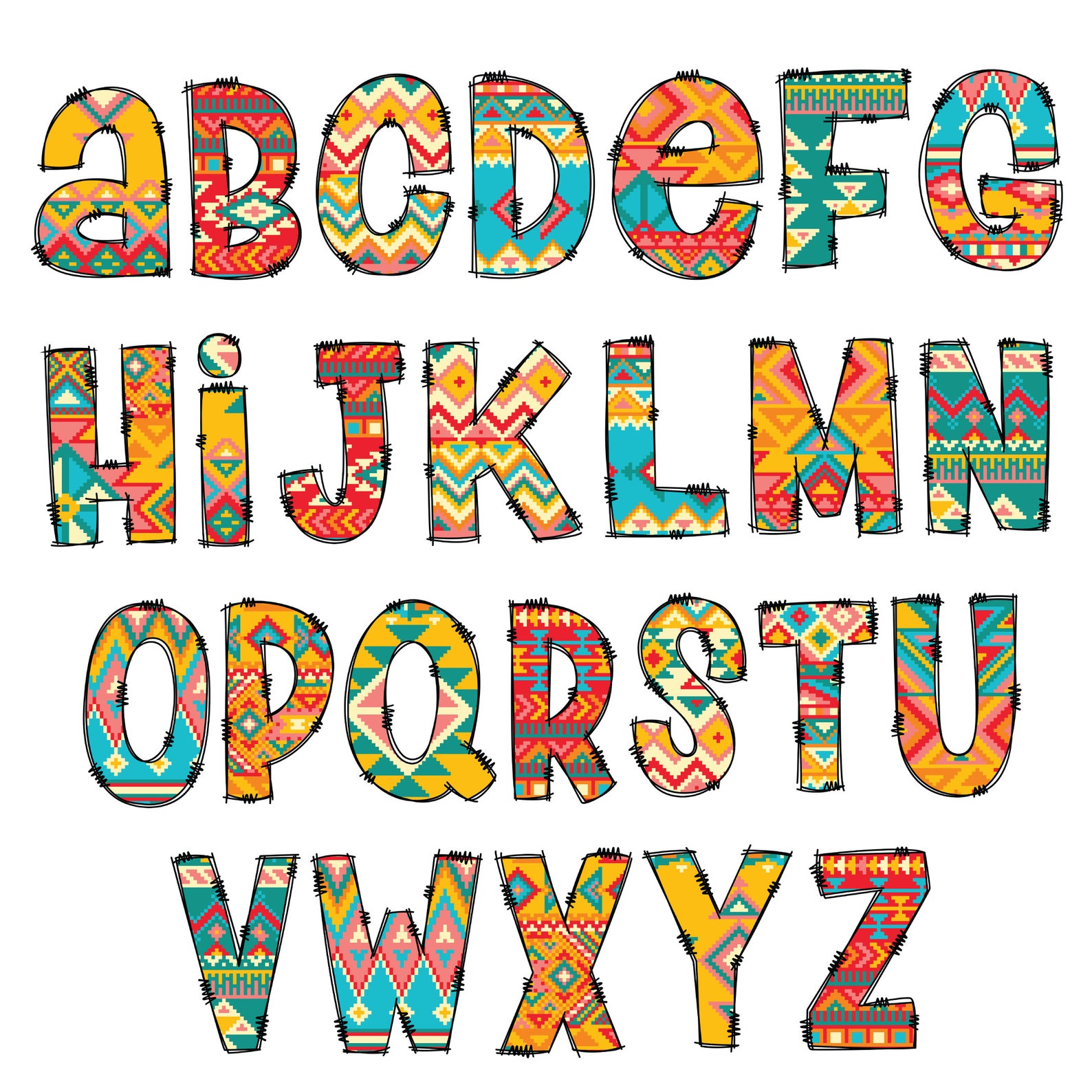 Digital Download | Doodle Aztec Pattern Fill 1 | PNG Clipart Bundle ...