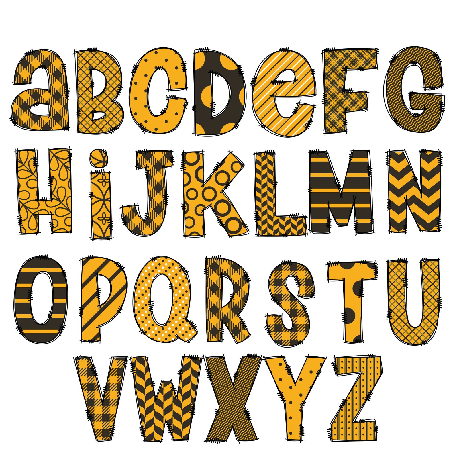 Digital Download | Doodle Yellow Black 1 Pattern Fill | PNG Clipart ...
