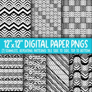 Behangachtergrond: digitaal papier | Naadloos | Zwart, wit, minder inkt gebruiken, meerdere chevronpatronen, doodle, zijdelings WA55LL-A226