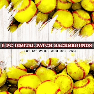 6 pc Digital Patch Softball Background, Grunge Shape Digital Pattern Background, Softball Pile Overlapping, Distress, Baller Sublimation