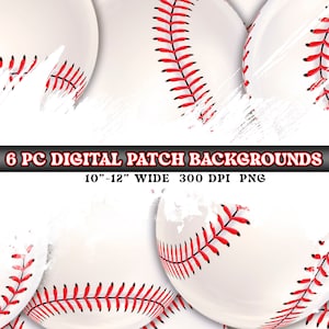 6 pc Cartoon Patch Baseball Background, Grunge Shape Digital Pattern Background, Baseball Pile Overlapping, Distress, Baller Sublimation