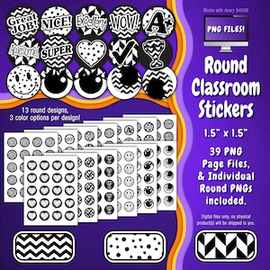 Stickerpakket | Individuele digitale stickers en Avery-velsjablonen | Inktbesparing, geometrisch, chevron, stippen, raster, race ST55CK-A237
