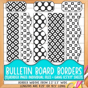 Rahmen für Pinnwände | Drucken & Schneiden, Nahtlose | Schwarz, Weiß, Ink Saver, Quadrate, Rauten, Kreise, Polka Dots, Geometrisch BO55BO-A227