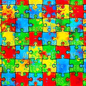 Digitaler Download PNG | Hintergrundpapier 2er-Set | Puzzle Muster mit Aquarell Splatter | Sublimations Wasserschiebefolie druckbare Clipart