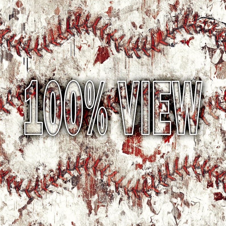 May include: A white and red baseball-themed background with the text "100% VIEW" in white outlined in black.