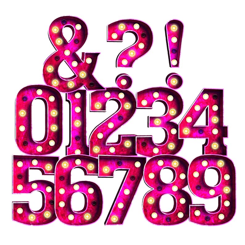 Digital Download Pink Rustic Marquee Letters & Numbers Etsy