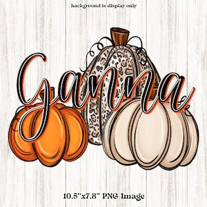 Ganna Pumpkin PNG, Clipart for Fall, Thanksgiving, Hand Drawn Line Font Black & Orange, Doodle Pumpkin, Trio, Beige Orange Leopard, Print