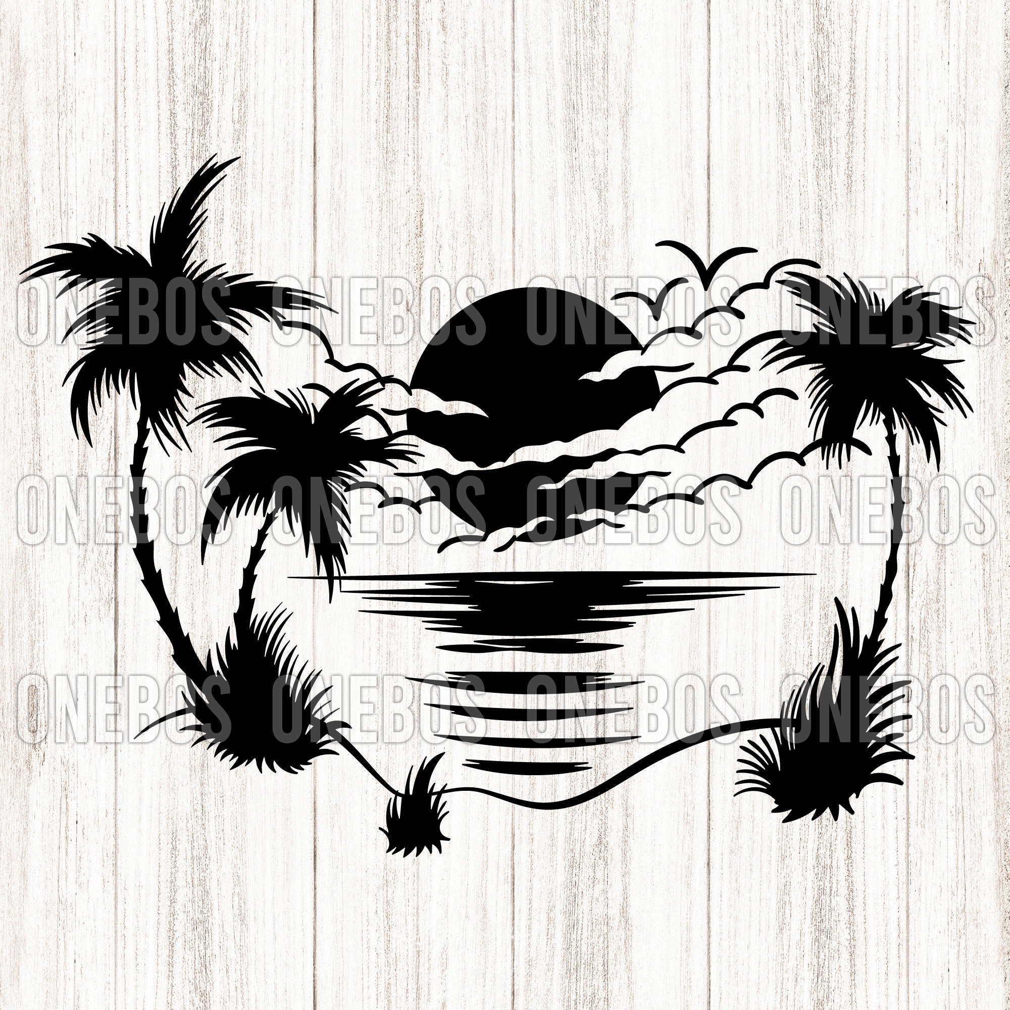 Beach SVG Elements Svg Pieces Palm Trees Sand Water Sun - Etsy