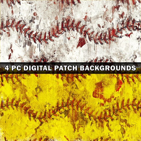 Baseball, Softball Background Patch, Pack of 4 Grunge, Distress, Faded, Tattered, Splatter Patch Sports Wallpaper Background Fill Patterns