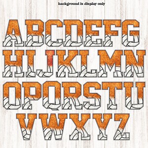Volleyball Alphabet, Orange Glitter Panels Pattern, College School ...
