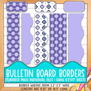 Bordüren für Pinnwände | Druck & Schnitt, Nahtlos | Klassenzimmer Board Tür Dekor | Gänseblümchen, Floral, Diamanten, verziert BO55BO-A205