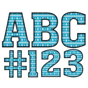Descarga digital / Chunky Christmas Blue Snowflake Pattern Fill 1 / PNG Clipart Bundle Alphabet Pack / Letras y números
