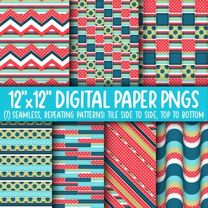 Behangachtergrond: digitaal papier | Naadloos | Stippen, ministippen, grote strepen, veelkleurig, rood, blauw, wit, groen WA55LL-A229