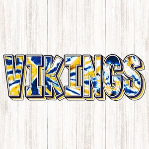 Vikings School Spirit Mascot Digital Download PNG, Tie-dye Navy Blue, Gold, White, Image Design for Sublimation, Printable Clipart Transfer