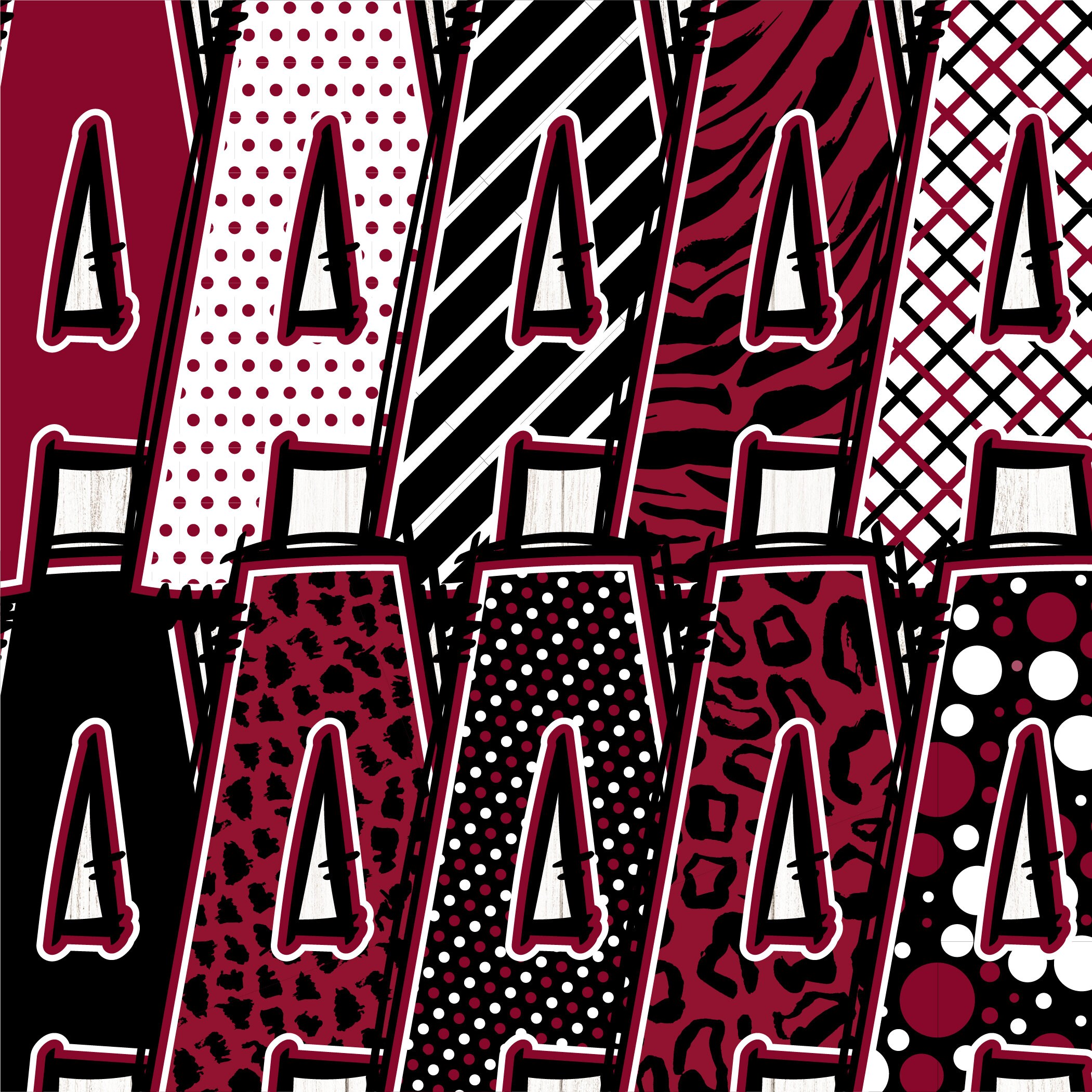 Big Pattern Alphabet Bundle, 20 Sets, Funky Plaid Polka Dot Chevron ...