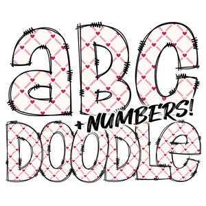 Digitaler Download | Doodle Valentine Herzen 5 Muster Fill | PNG Clipart Bundle Alphabet Pack | Buchstaben und Zahlen