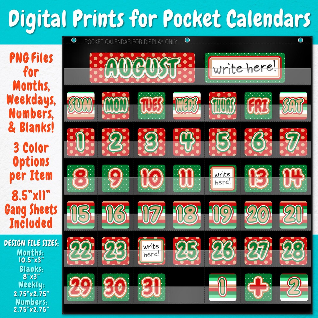Wall Calendar - Pocket Chart for Teachers | Polkadots, Mini Dot, Large ...
