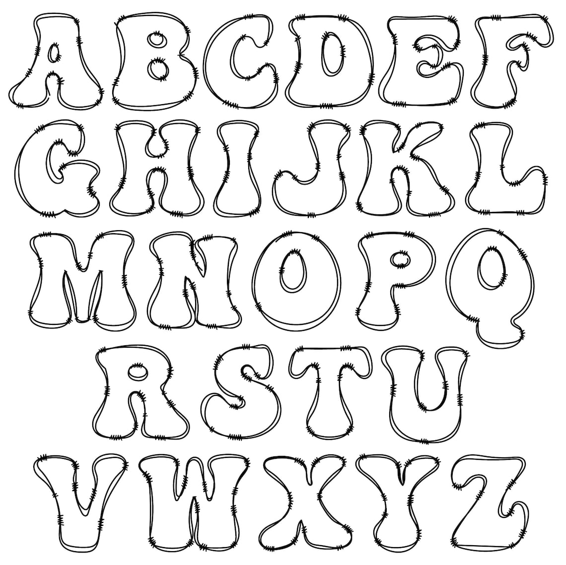 Digital Doodle Retro Groovy Doodle AG Letters With - Etsy