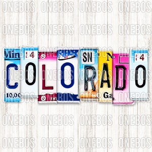 Colorado Word PNG | Conception de mots numériques prête à appuyer sur | Sublimation, Impression, DTG, | décoratif Plaque d’immatriculation Aquarelle Typographie