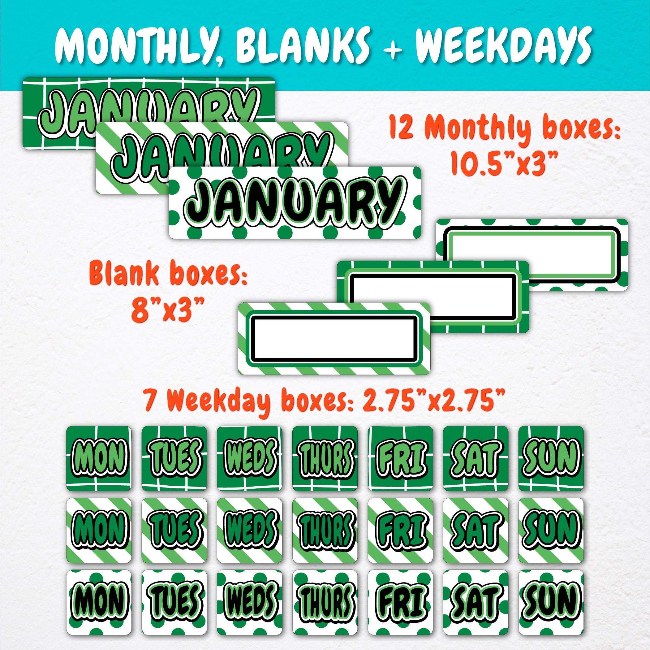 Wall Calendar - Pocket Chart for Teachers | Grid, Diagonal Stripes ...