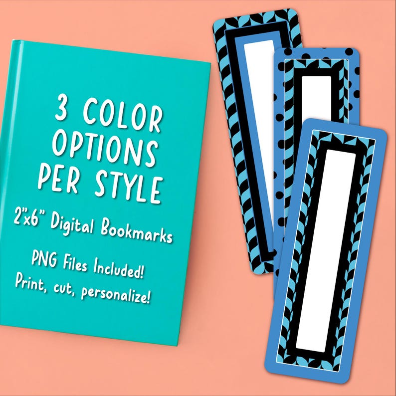 Digital Bookmarks (printable), Clipart Bundle Set of 12 | Lined & Blank ...