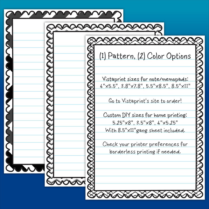 Stationery Pack | Printable & Vistaprint Compatible | Use Less Ink ...