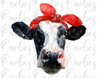 2pc zwart-wit aquarel Bandana koe spetteren regelmatige transparante PNG digitale download afbeelding voor sublimatie, graphics