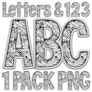 White Sequin Alphabet, Faux Sequin Fill Letters, Faux Embroidery Stitch Alpha, Classic Stitch, Sublimation Transfer Art
