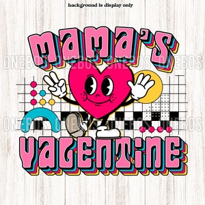 レトロなバレンタイン PNG、昇華転写プリント用のママのバレンタイン クリップアート、かわいい漫画ハート 50 年代、70 年代、80 年代のノートブック グリッド アブストラクト