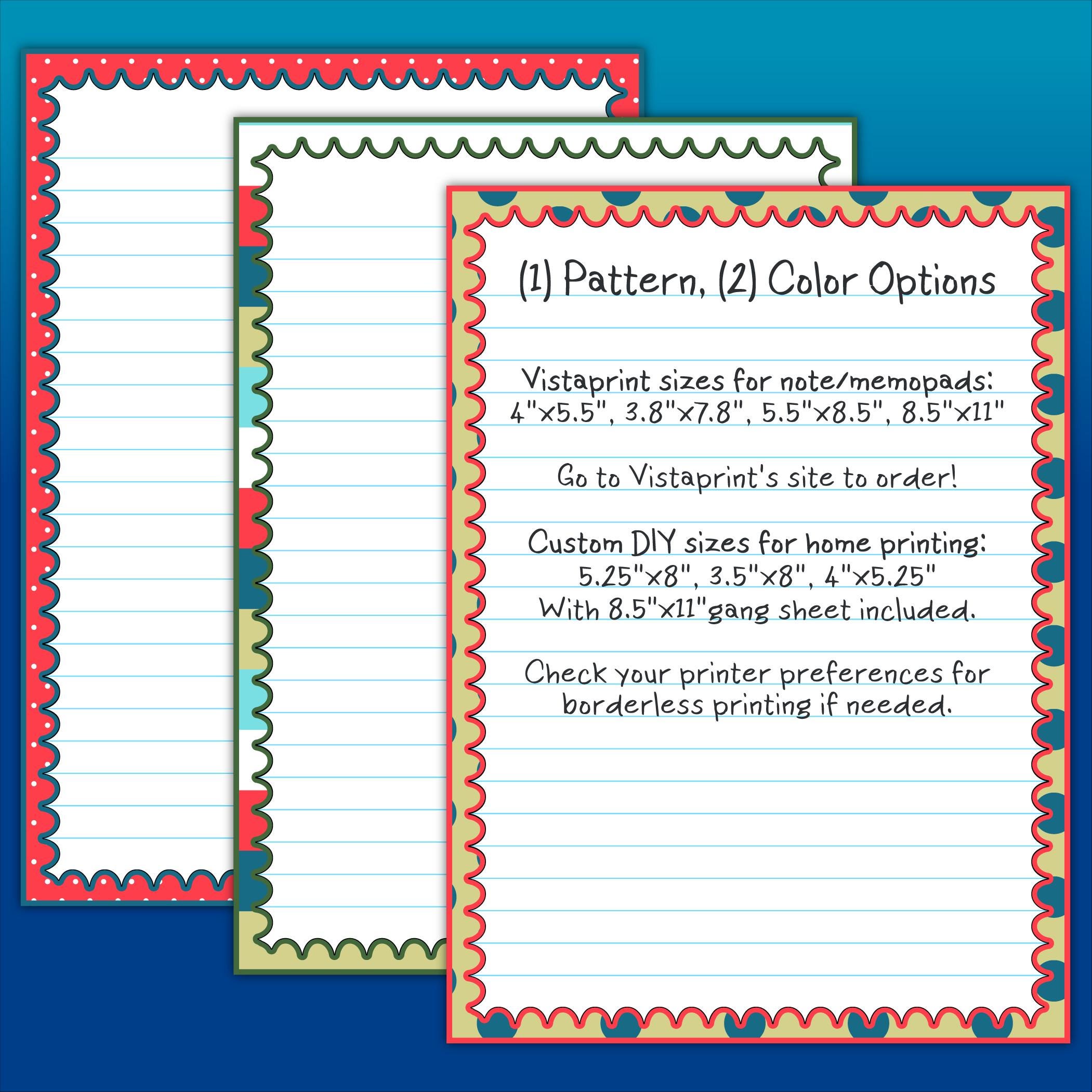 Stationery Pack | Printable & Vistaprint Compatible | Polka Dots, Mini ...