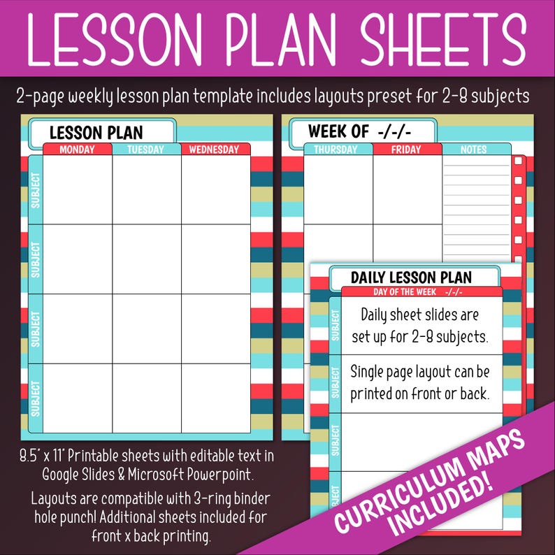 Lesson Plan Sheets & Curriculum Maps (editable) | Polka Dots, Mini Dots ...
