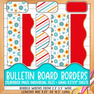 Bordüren für Pinnwände | Druck & Schnitt, Nahtlos | Klassenzimmer Board Tür Dekor | Frühling, Sommer, Wolke, Doodle, Blume, Streifen BO55BO-A199