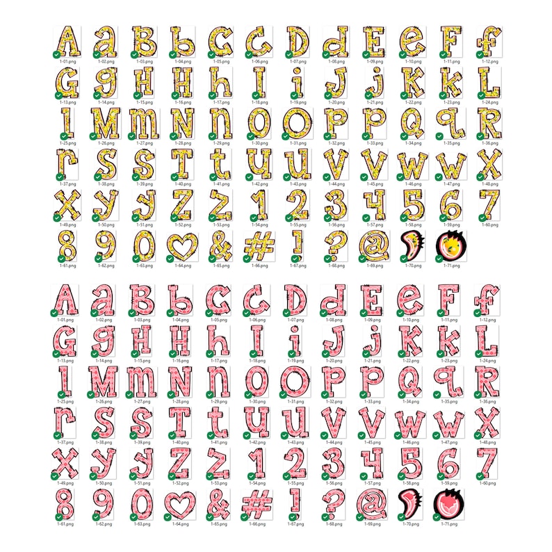 Easter Spring Alphabet Bundle, PNG Doodle 4.0 Letter Sets With Floral ...