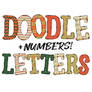 Download Digital | Doodle Boho Natal padrão 1 preenchimento DL3 | Pacote de alfabeto de pacote de clipart PNG | Letras e números
