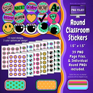 Stickerpakket | Individuele digitale stickers en Avery-velsjablonen | Stippen, strepen, neon, roze, groen, groenblauw, geel ST55CK-A231
