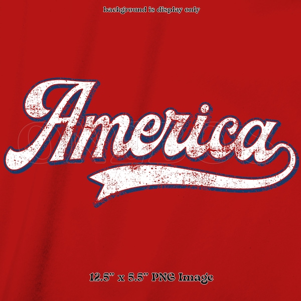 America PNG, SVG File, Retro Distressed Logo Style, Vector Art, Patriotic Sublimation for 4th of July, Digital Download, Mens Shirt Print