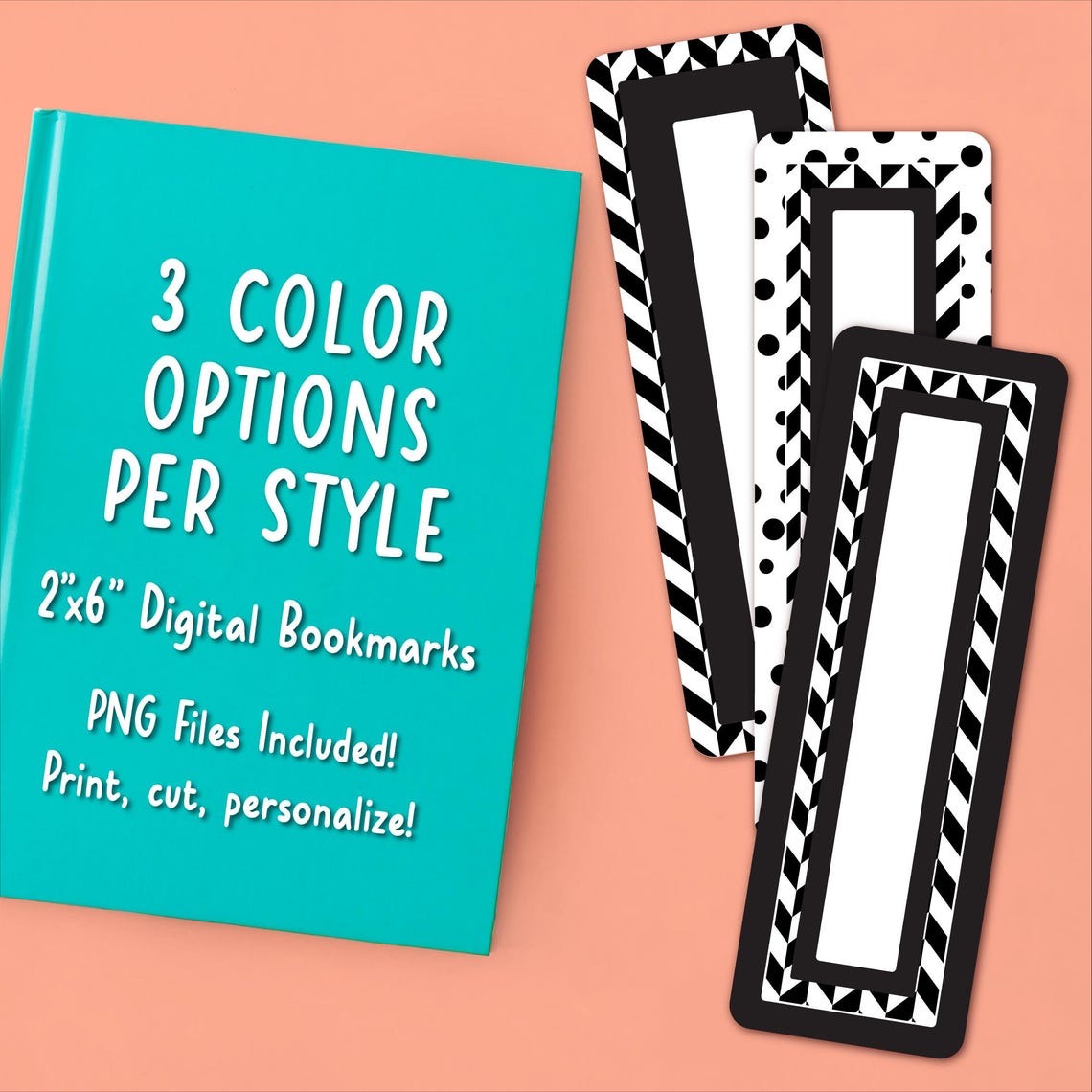 Digital Bookmarks (printable), Clipart Bundle Set of 12 | Lined & Blank ...