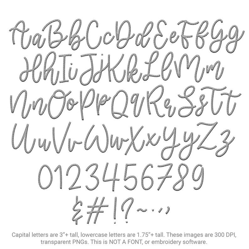 Faux Embroidery Alpha Script Letters | VS.2 | Cursive PNG Letters to ...