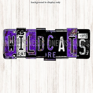 Aquarel kenteken wildcats PNG, paars, luipaard, wit, zwart, sublimatie school mascotte woord print, print gesneden