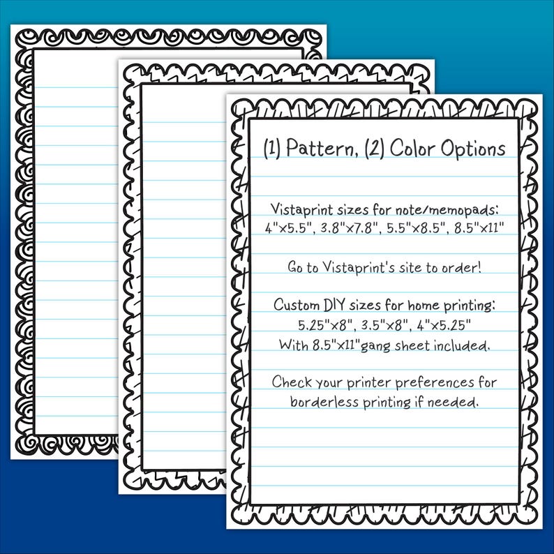 Stationery Pack | Printable & Vistaprint Compatible | Ink Saver ...