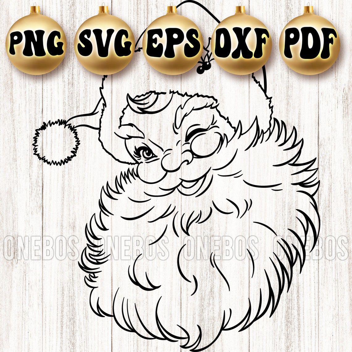 Santa SVG Full Color Black & White Santa Claus Head | Etsy