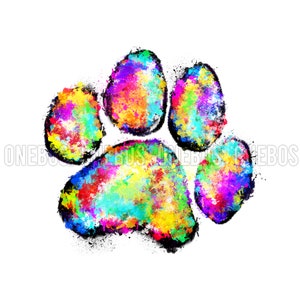 Paw PNG, Digitaal Element, Distress Splatter Patch, Grunge Airbrush Paint, Rainbow Splatter, Bulldogs Cougars Lions Panthers Tigers Wildcats