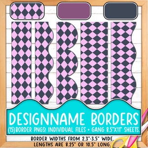Bordüren für Pinnwände | Druck & Schnitt, Nahtlos | Klassenzimmer Board Tür Dekor | Rosa und Marine Kariertes Muster, Retro Racing BO55BO-A171