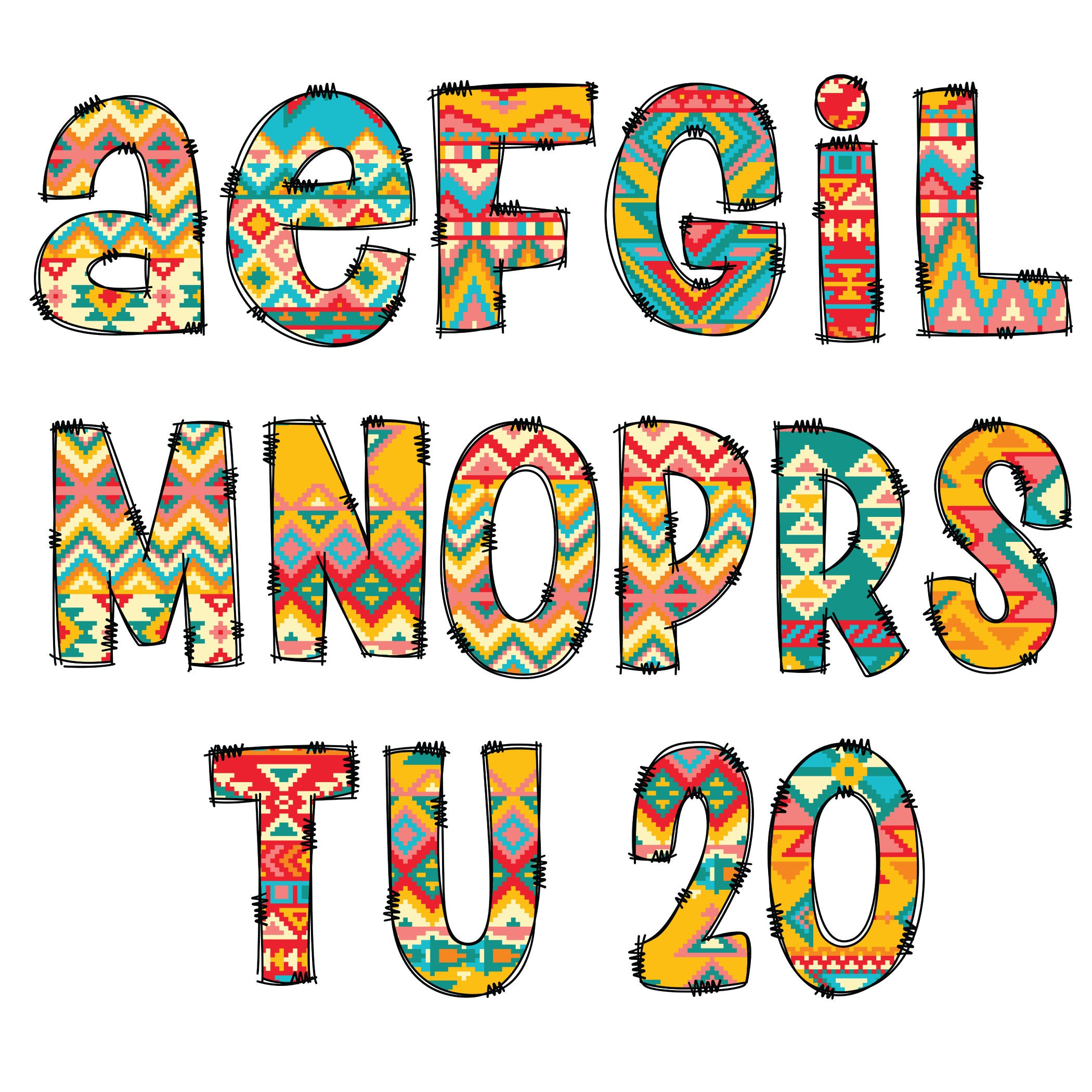 Aztecas Doodle Digital Download | Doodle Aztec Pattern Fill 1 | PNG Clipart Bundle ...