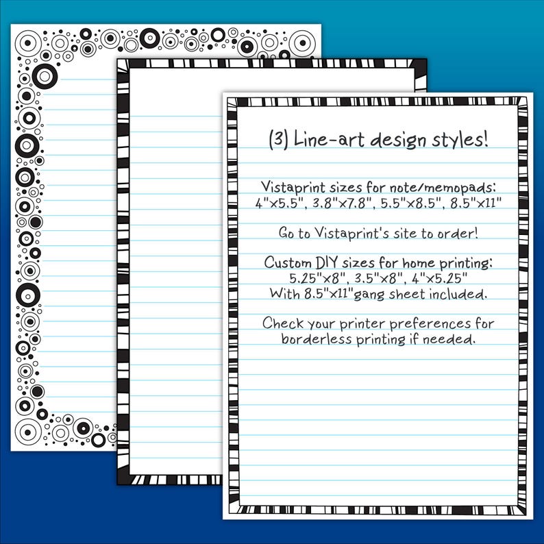 Stationery Pack | Printable & Vistaprint Compatible | Use Less Ink ...
