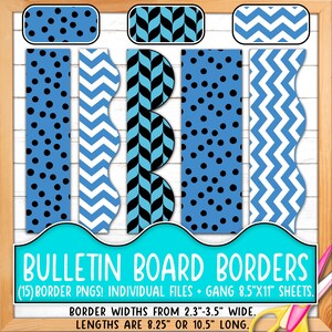 Rahmen für Pinnwände | Drucken & Schneiden, Nahtlose | Geometrische Formen, Kreise, Chevron, Polka Dots, Blau, Schwarz, Weiß BO55BO-A255