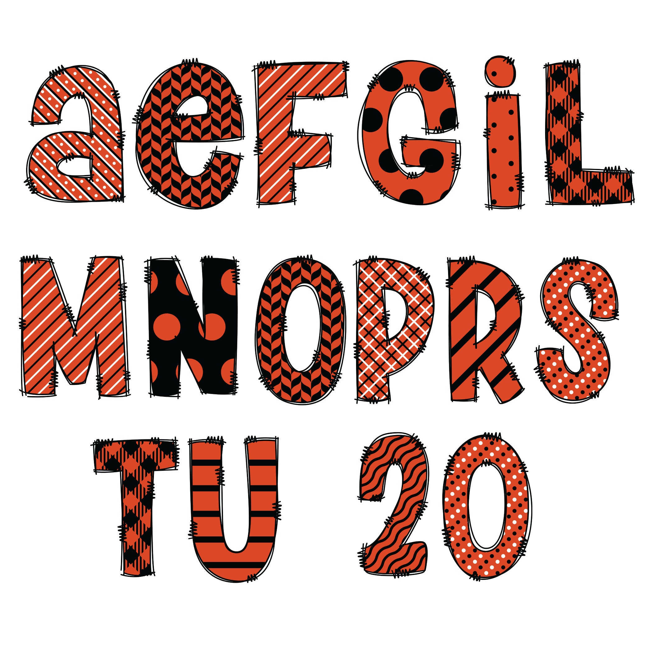 Digital Download | Doodle Orange and Black Pattern Fill | PNG Clipart ...